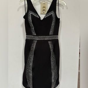 ASOS RHINESTONES BLACK TIGHT STRETCHY WAISTLINE DRESS SUZE 6